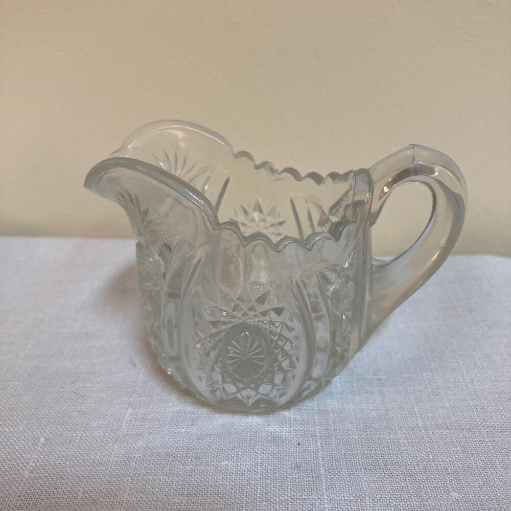 Antique Indiana Glass Co. EAPG Child Toy Creamer Pitcher Oval Star #300 1910
